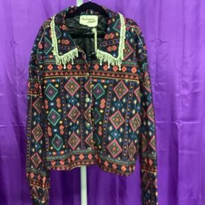 Savanna Jane Womens Multicolor Tribal Jacket